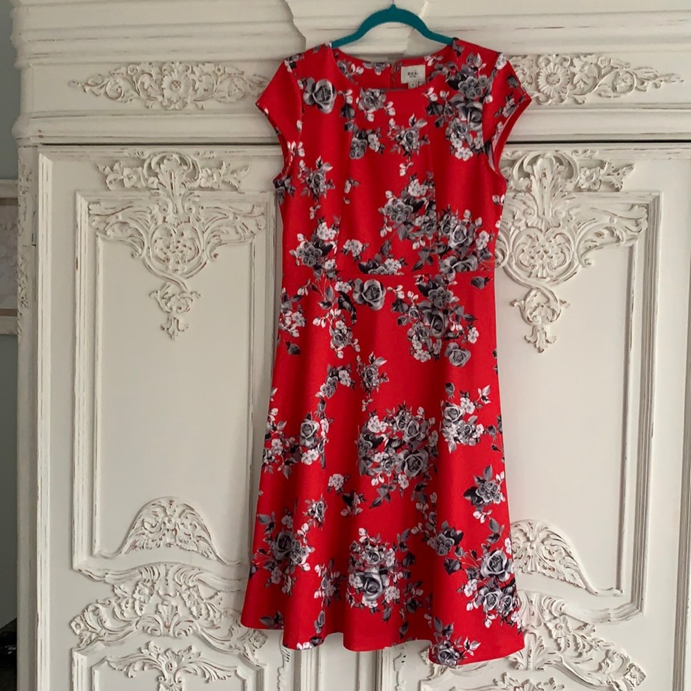 ECI Red floral dress